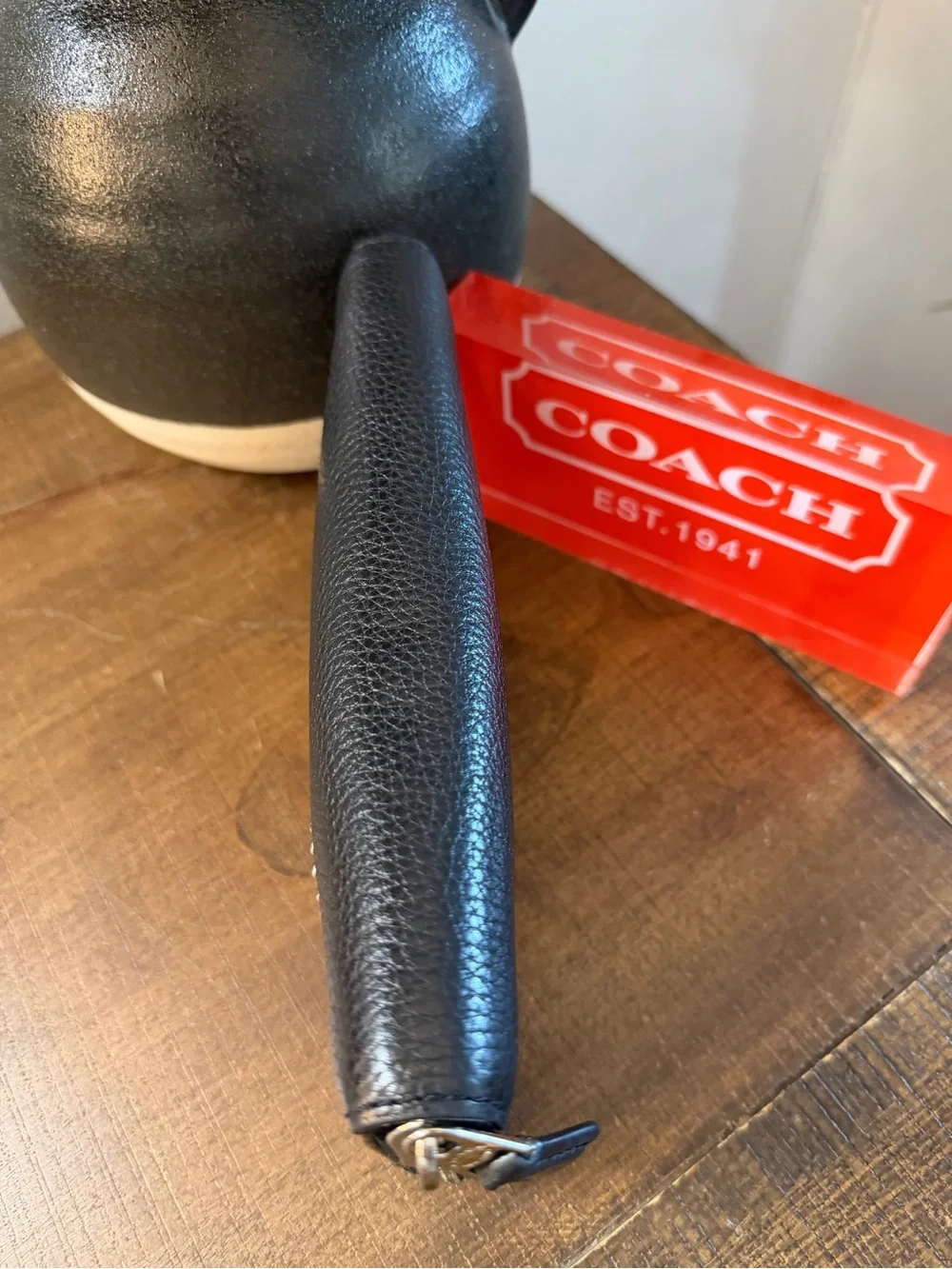 Coach Studded Script Zip Around Wallet